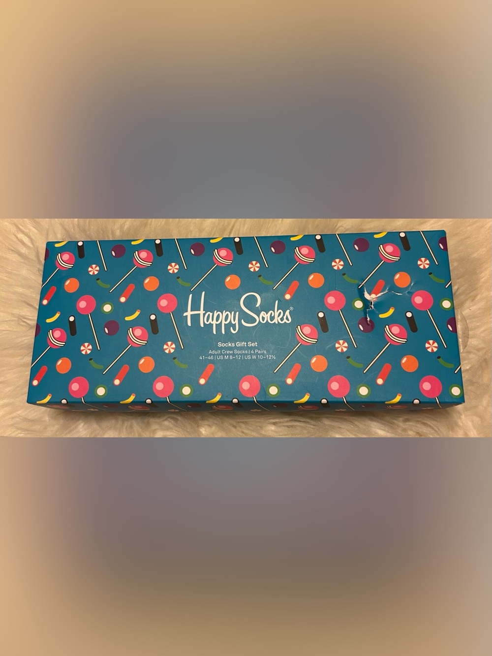Happy Socks Gift Set with Multicolor Socks 4 pairs Adult Crew Socks US M8-12